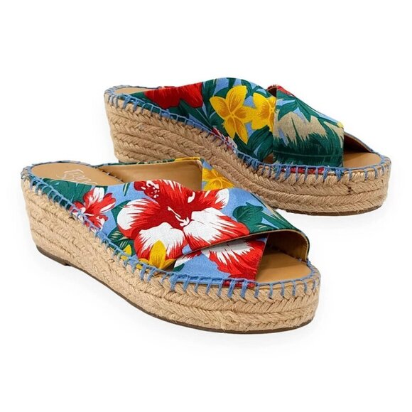 Franco Sarto Polina Hibiscus Print Sandals sz 7 - Picture 1 of 5
